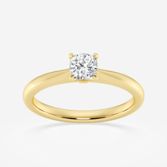 1/2 ctw Cushion Lab Grown Diamond Petite Solitaire Engagement Ring - Picture 3 of 6